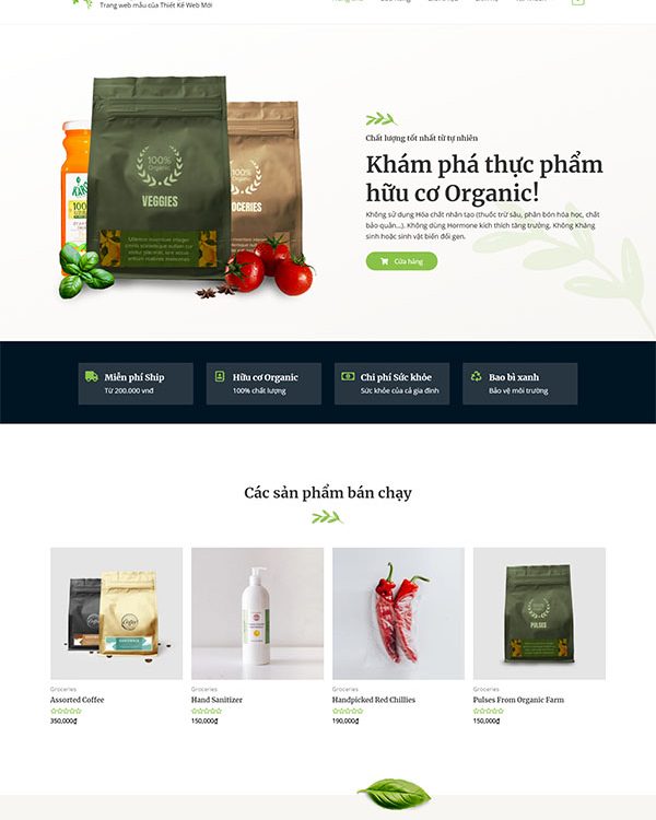 1 - Thực phẩm Organic – Trang web mẫu của Thiết Kế Web Mới - thietkewebmoi